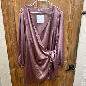 Dress Forum Mauve Long Sleeve Wrap Dress